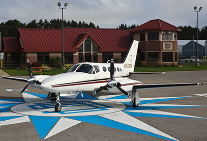 Cessna 421 sitting on runway